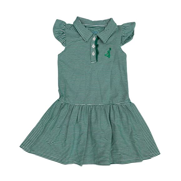 NWT Itsy Bitsy Size 2 Game Day Polo Dress in Green Stripes - Picture 1 of 3